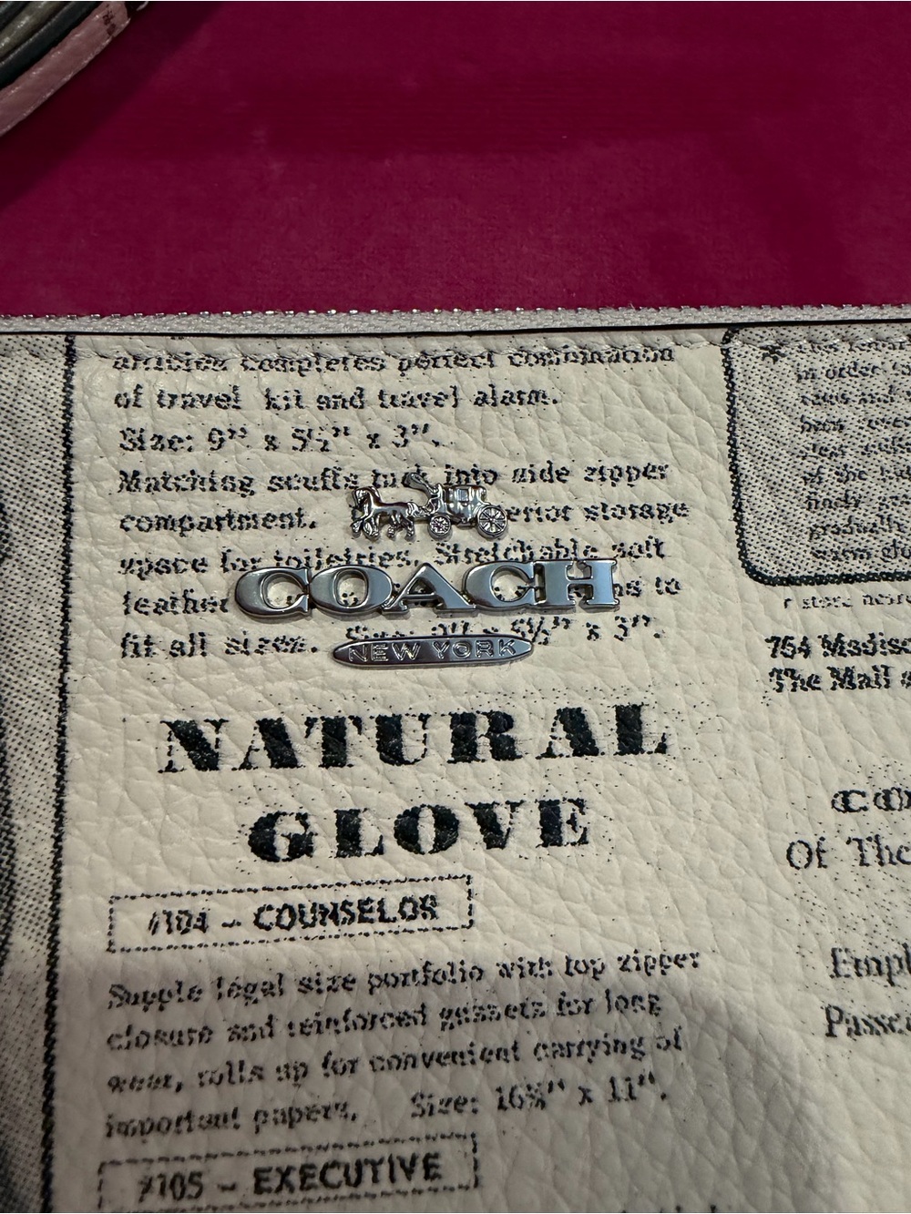 Coach White & Black Newspaper Print Wristlet with Strap - Picture 2 of 4